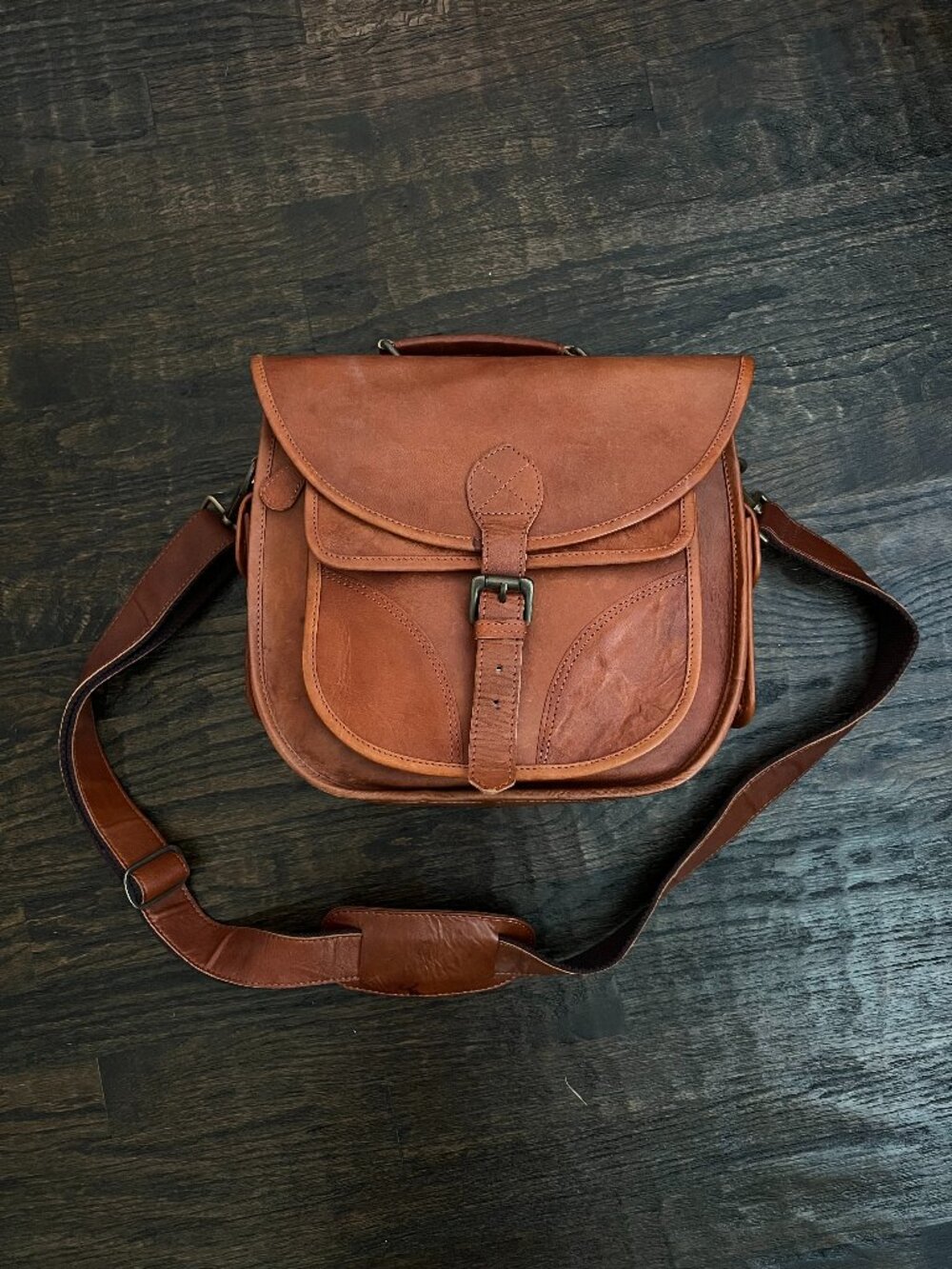 Vintage Genuine Leather Messenger Bag | Vintage Brown Crossbody